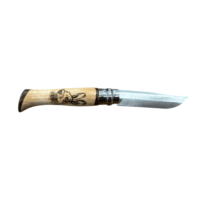 COLTELLO - OPINEL -  N.9 CARBONE REALIZZATO A MANO CON LEPRE - immagine 4