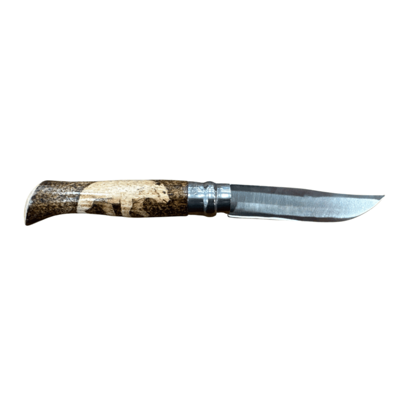 COLTELLO - OPINEL -  N.9 CARBONE REALIZZATO A MANO CON ORSO - immagine 4