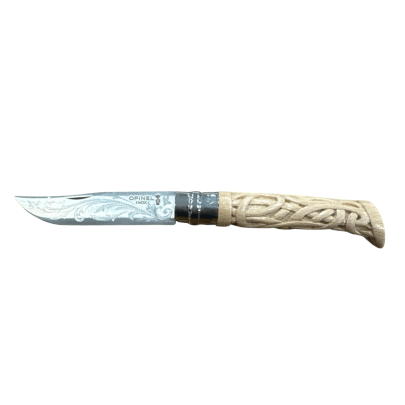 COLTELLO - OPINEL -  N.10 INOX REALIZZATO A MANO | INTRECCIO + INCISIONE