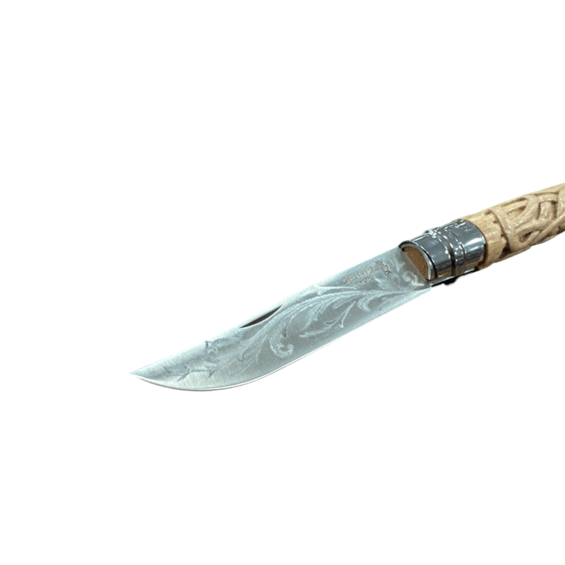 COLTELLO - OPINEL -  N.10 INOX REALIZZATO A MANO | INTRECCIO + INCISIONE - immagine 3