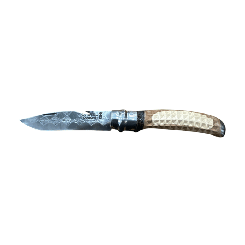 COLTELLO - OPINEL -  N.8 CARBONE REALIZZATO A MANO | PERO/ACERO | INTAGLIATO