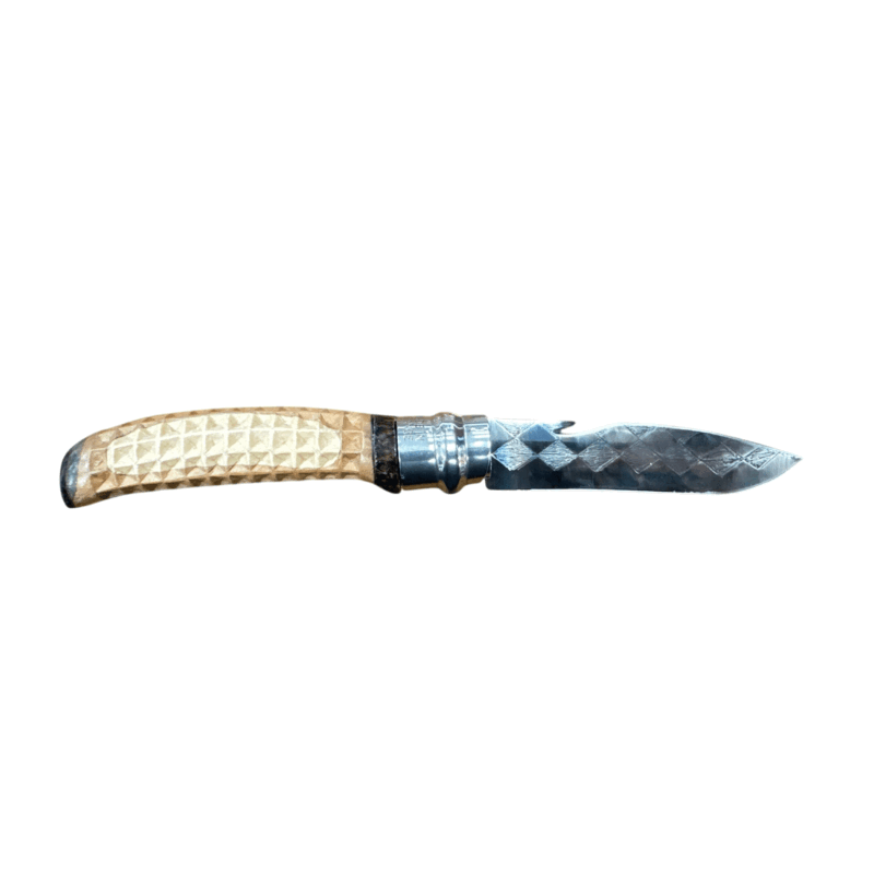 COLTELLO - OPINEL -  N.8 CARBONE REALIZZATO A MANO | PERO/ACERO | INTAGLIATO - immagine 2