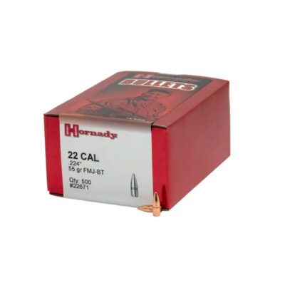 HORNADY - PALLE - 22 cal .224 55 gr FMJ‑BT with cannelure