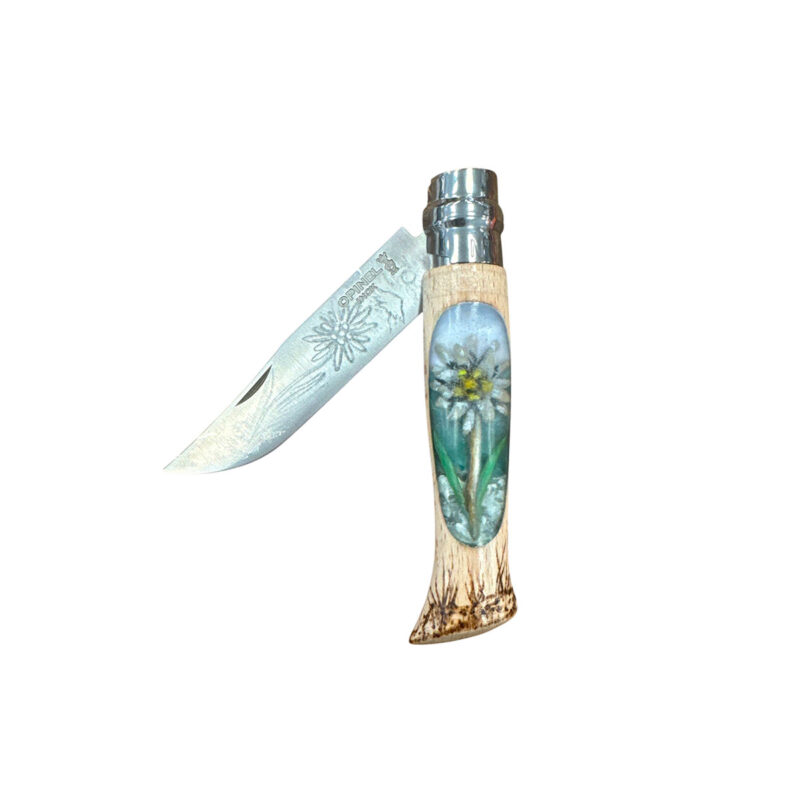 COLTELLO - OPINEL -  N.9 INOX REALIZZATO A MANO CON STELLA ALPINA - immagine 3