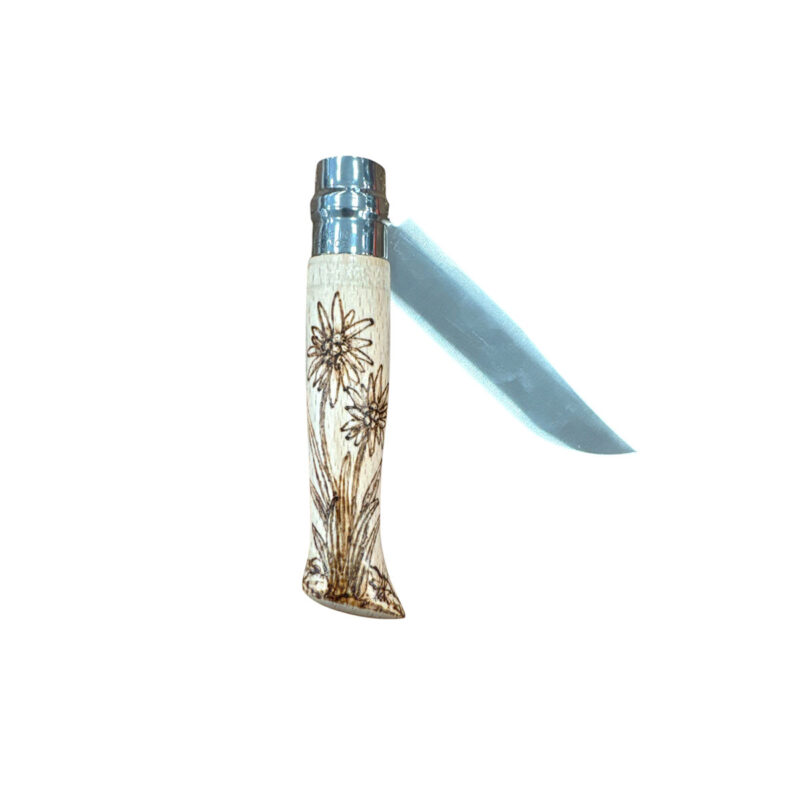 COLTELLO - OPINEL -  N.9 INOX REALIZZATO A MANO CON STELLA ALPINA - immagine 4