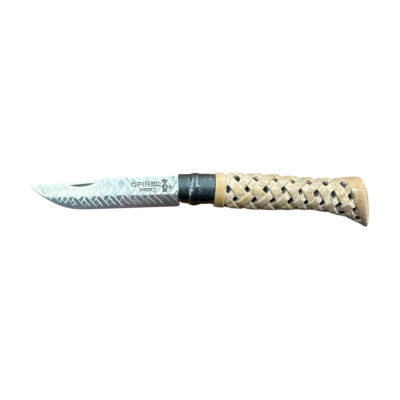 COLTELLO - OPINEL -  N.6 INOX REALIZZATO A MANO MAGLIA INTRECCIO ROMBI