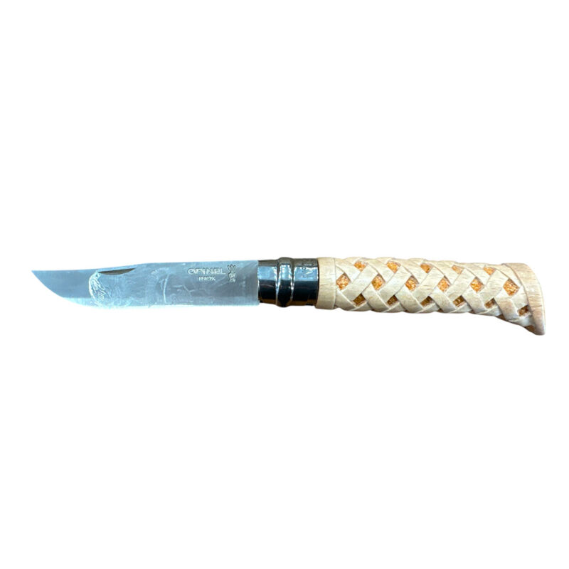 COLTELLO - OPINEL -  N.8 INOX REALIZZATO A MANO MAGLIA INTRECCIO ROMBI