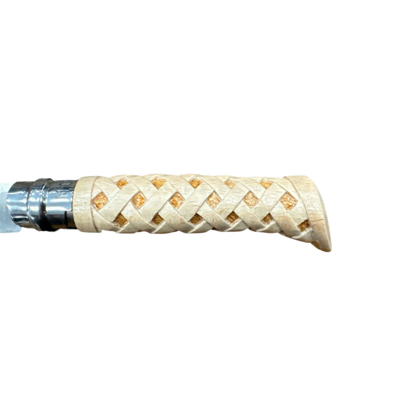 COLTELLO - OPINEL -  N.8 INOX REALIZZATO A MANO MAGLIA INTRECCIO ROMBI - immagine 3