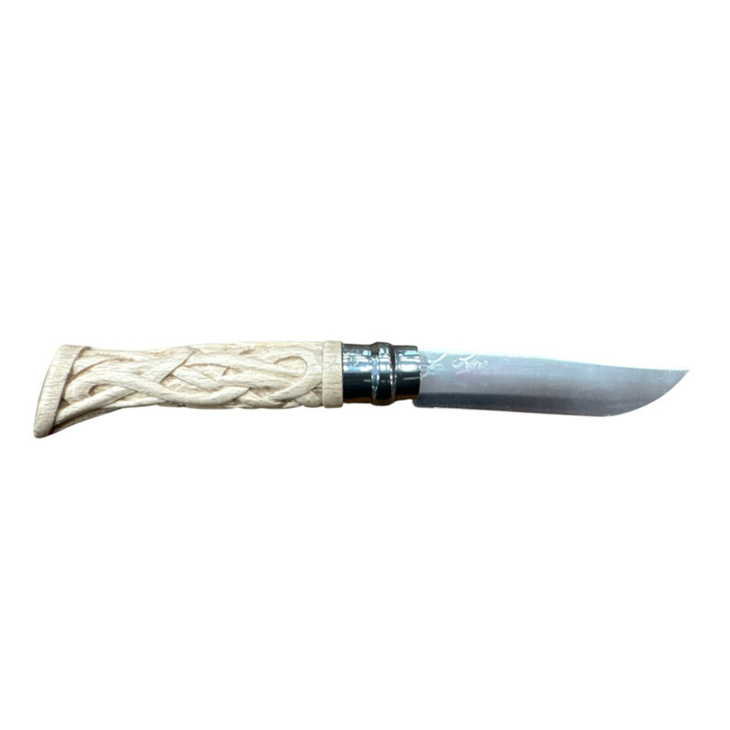 COLTELLO - OPINEL -  N.9 INOX REALIZZATO A MANO INTAGLIO AD INTRECCIO - immagine 4