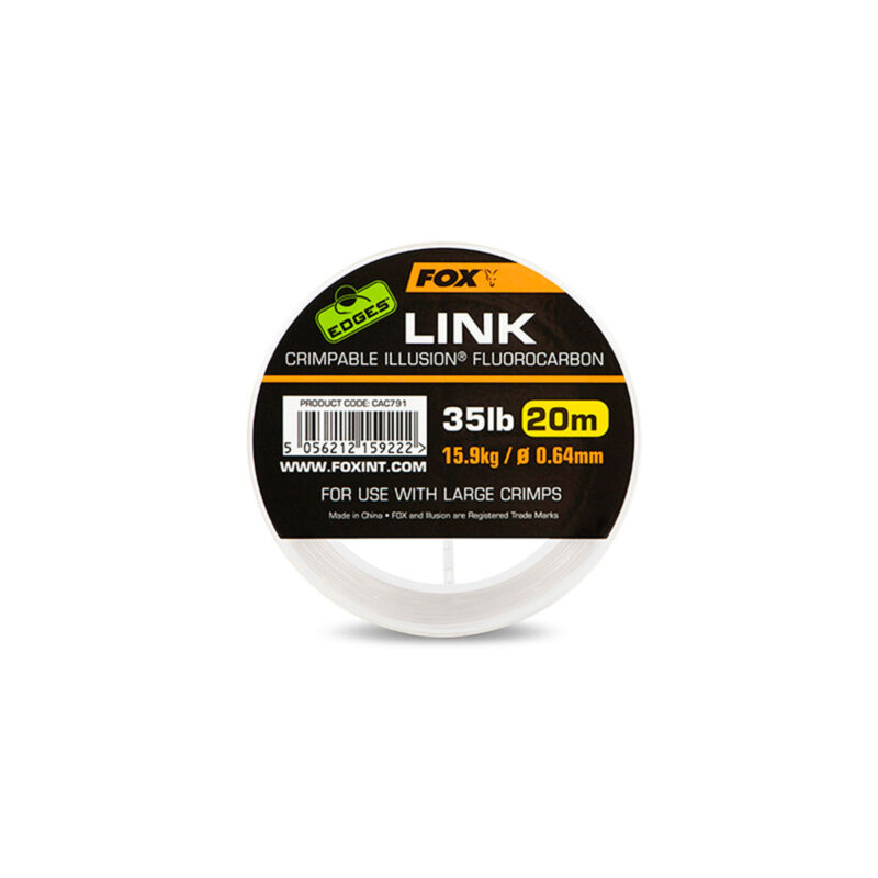 FOX - EDGES™ LINK CRIMPABLE ILLUSION FLUOROCARBON 35lb | 20m | 15.9kg / ø0.64mm | FOR USE WITH LARGE CRIMPS