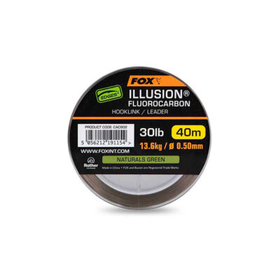 FOX - EDGES™ ILLUSION FLUOROCARBON HOOKLINK / LEADER 30lb | 40m | 13.6kg / ø0.50mm | NATURALS GREEN
