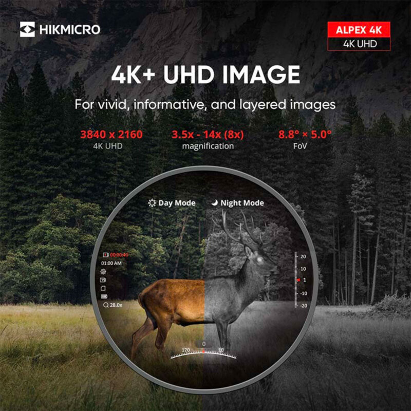 OTTICA - HIKMICRO - ALPEX 4K LITE | A40E | Digital Day & Night Vision Scope - immagine 7