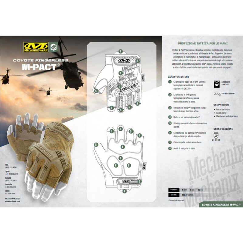 MECHANIX WEAR - M-PACT® FINGERLESS IMPACT PROTECTION Coyote - immagine 2