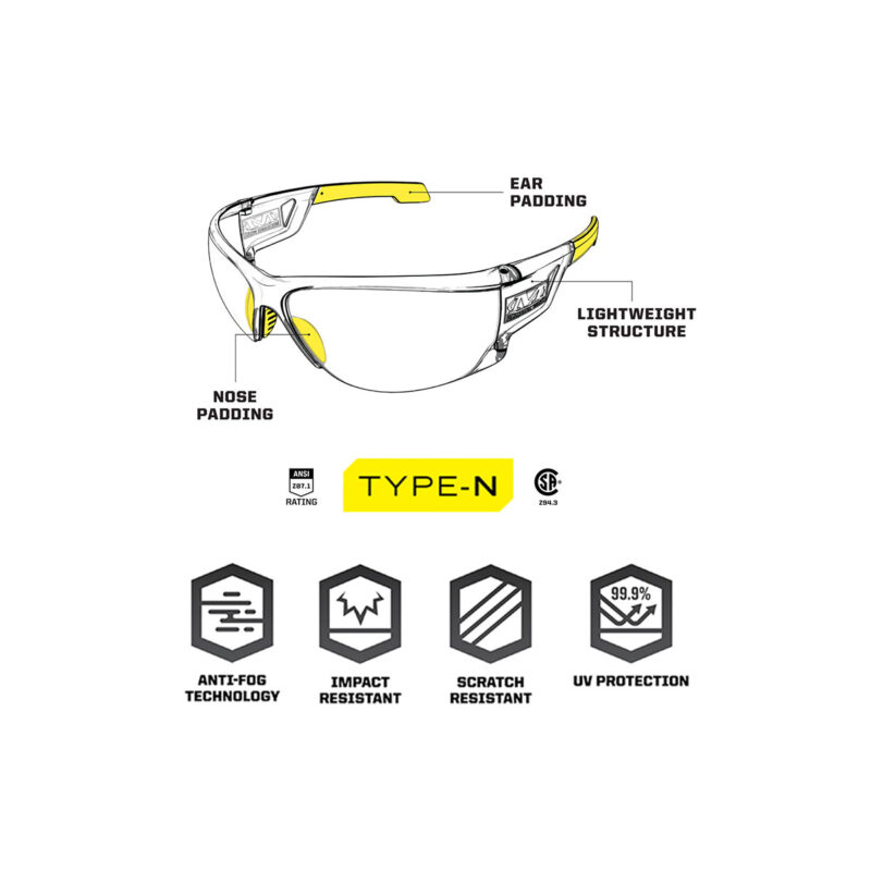 MECHANIX WEAR - VISION OCCHIALI SAFETY TYPE-N MONTATURA TRASPARENTE LENTE TRASPARENTE - immagine 2