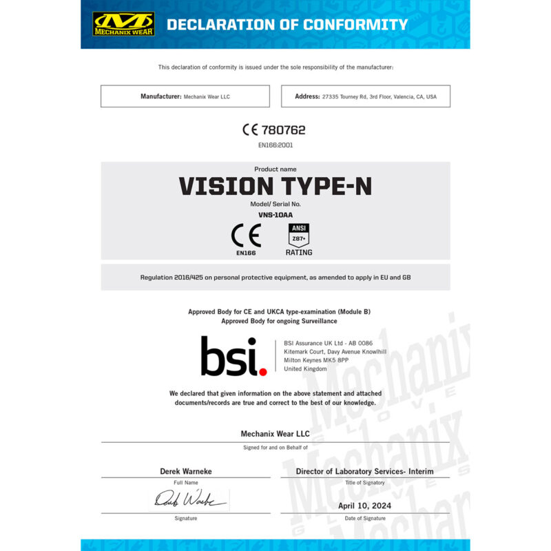 MECHANIX WEAR - VISION OCCHIALI SAFETY TYPE-N MONTATURA TRASPARENTE LENTE TRASPARENTE - immagine 7