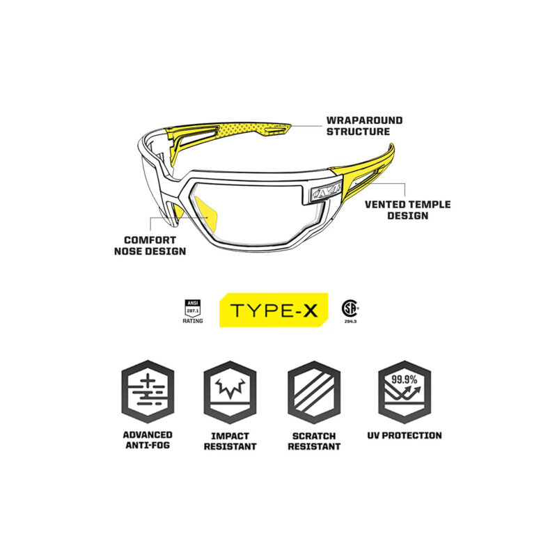 MECHANIX WEAR - VISION OCCHIALI SAFETY TYPE-X MONTATURA NERA LENTE TRASPARENTE - immagine 2