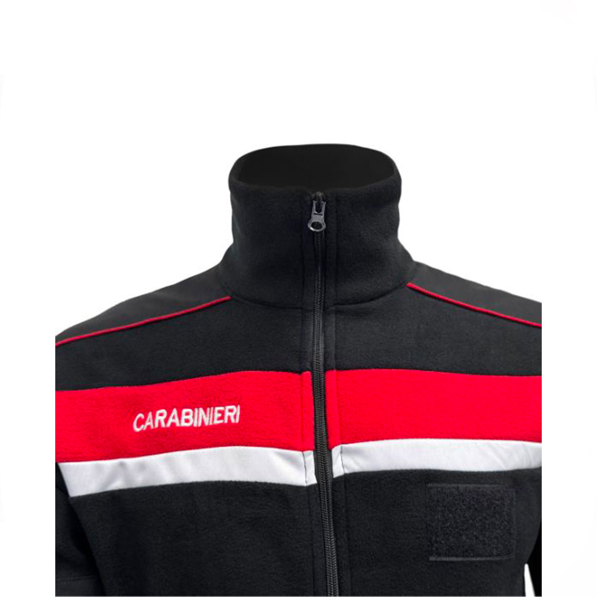 PILE CARABINIERI NERO E FINITURE ROSSE CON ZIP - immagine 3