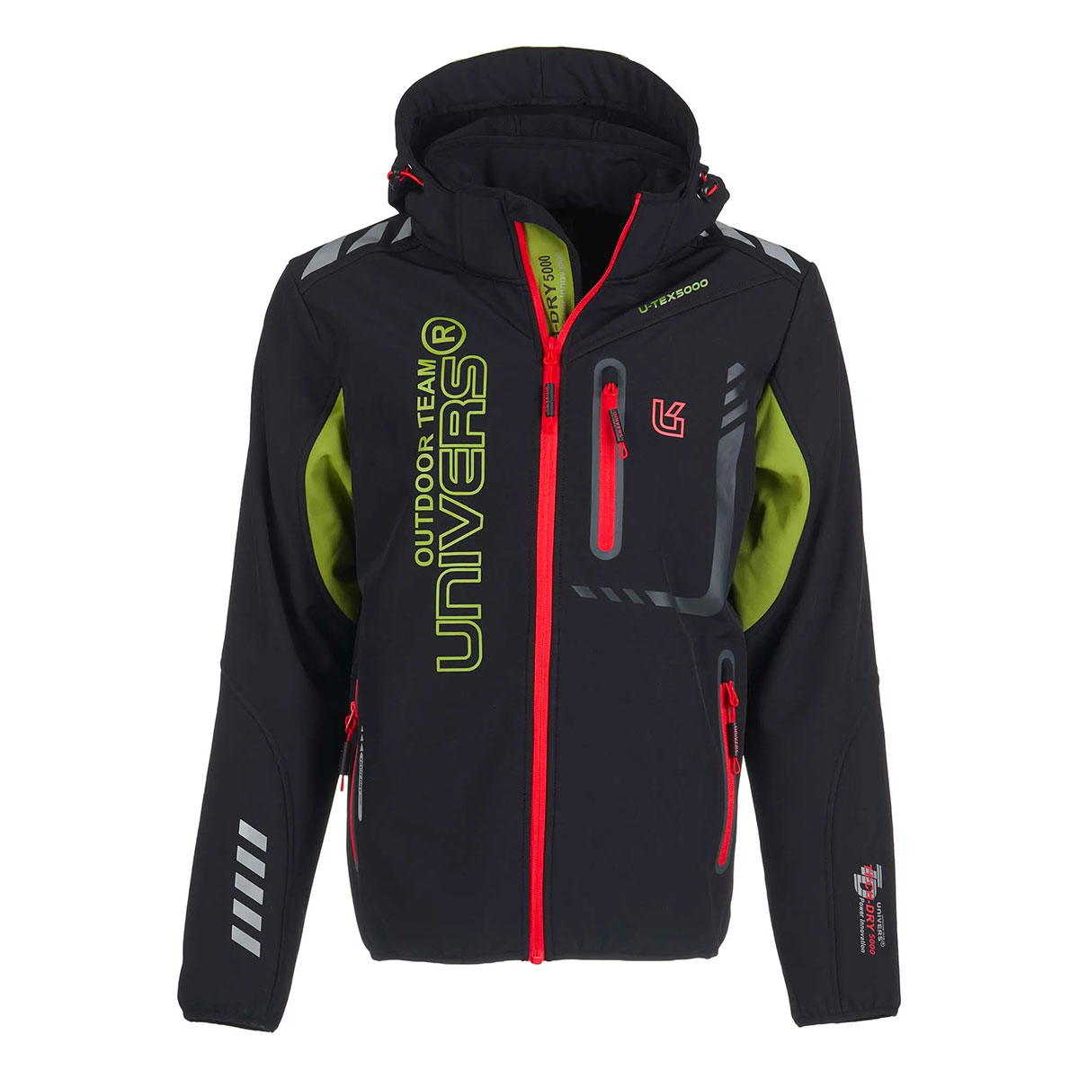 UNIVERS - GIACCA SOFTSHELL W/R Nero/Verde Acido