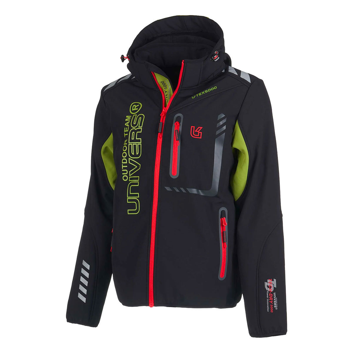 UNIVERS - GIACCA SOFTSHELL W/R Nero/Verde Acido - immagine 3