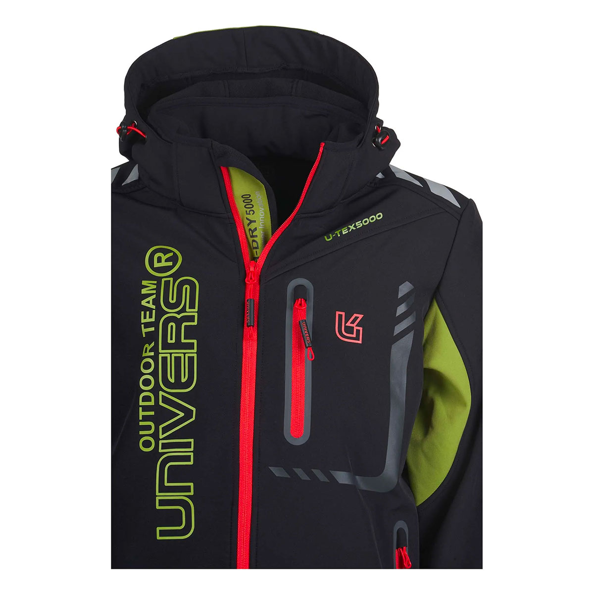 UNIVERS - GIACCA SOFTSHELL W/R Nero/Verde Acido - immagine 5
