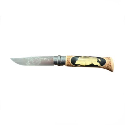 COLTELLO - OPINEL - N.8 INOX REALIZZATO A MANO CON CINGHIALE + INTRECCIO