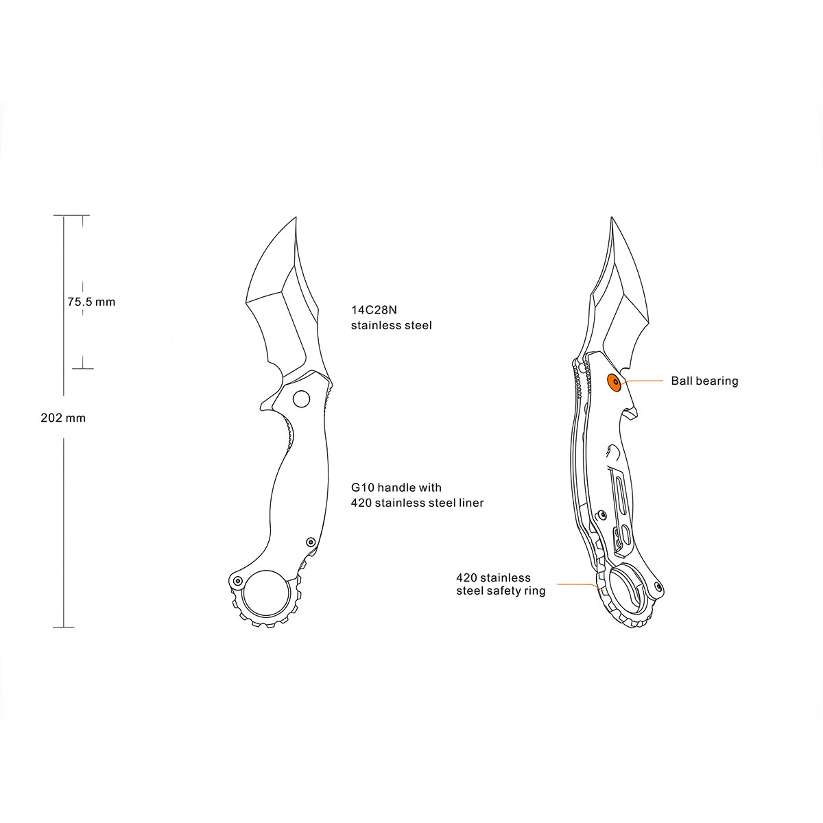 COLTELLO - RUIKE - P881-B1 Folding Pocket Knives | Black - immagine 3