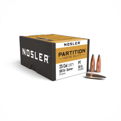 NOSLER - PARTITION HUNTING BULLETS | 25 caliber (.257") Spitzer | 100 grain (6.5 grams) | 50pz