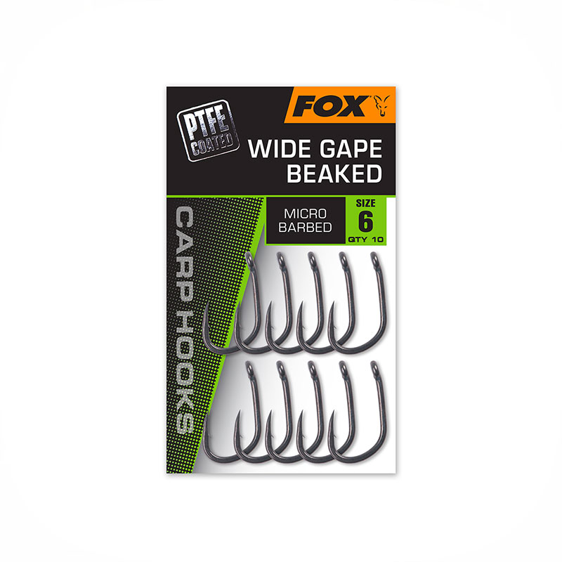 FOX - PTFE COATED | CARP HOOKS | WIDE GAPE BEAKED SIZE 8 (10PZ)