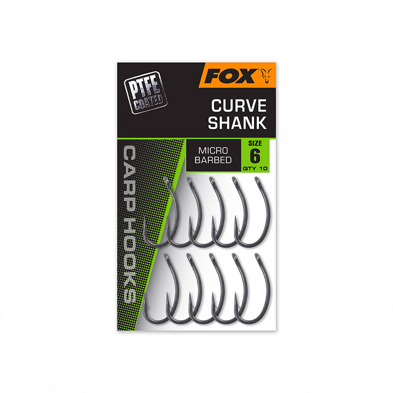 FOX - PTFE COATED | CARP HOOKS | CURVE SHANK SIZE 6 (10PZ)