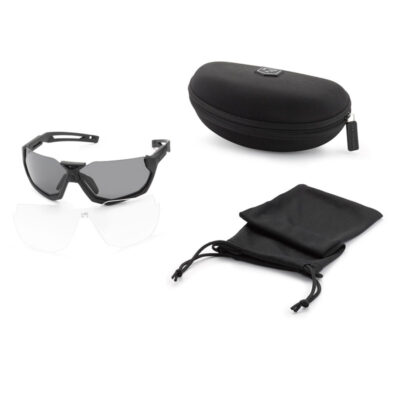 REVISION - MILITARY OCCHIALI DA TIRO MODELLO SLINGSHOT COLORE NERO CON DUE LENTI (CLEAR, SMOKE)